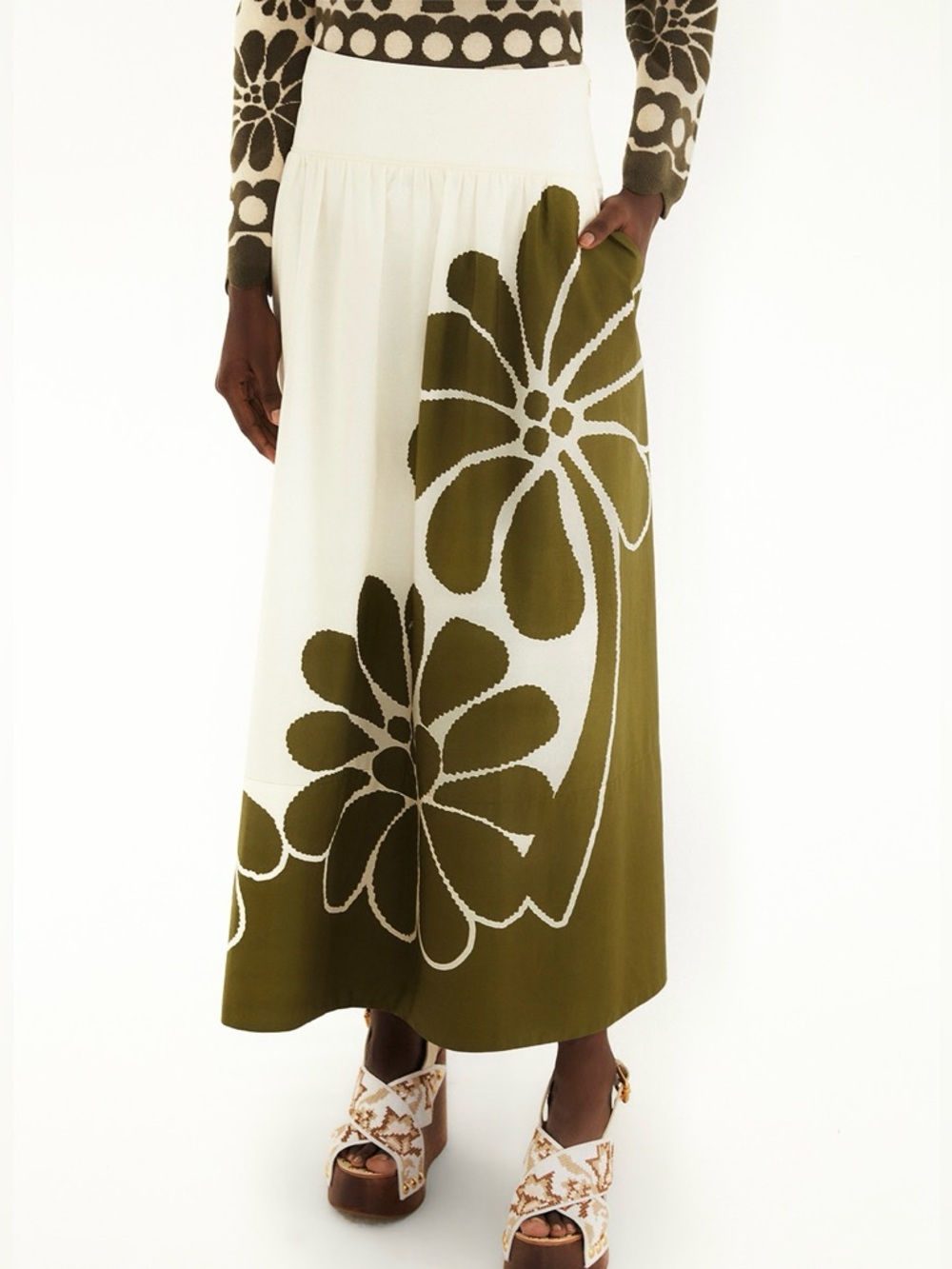 FARM Rio Palermo Green Midi Skirt Size Small NWT